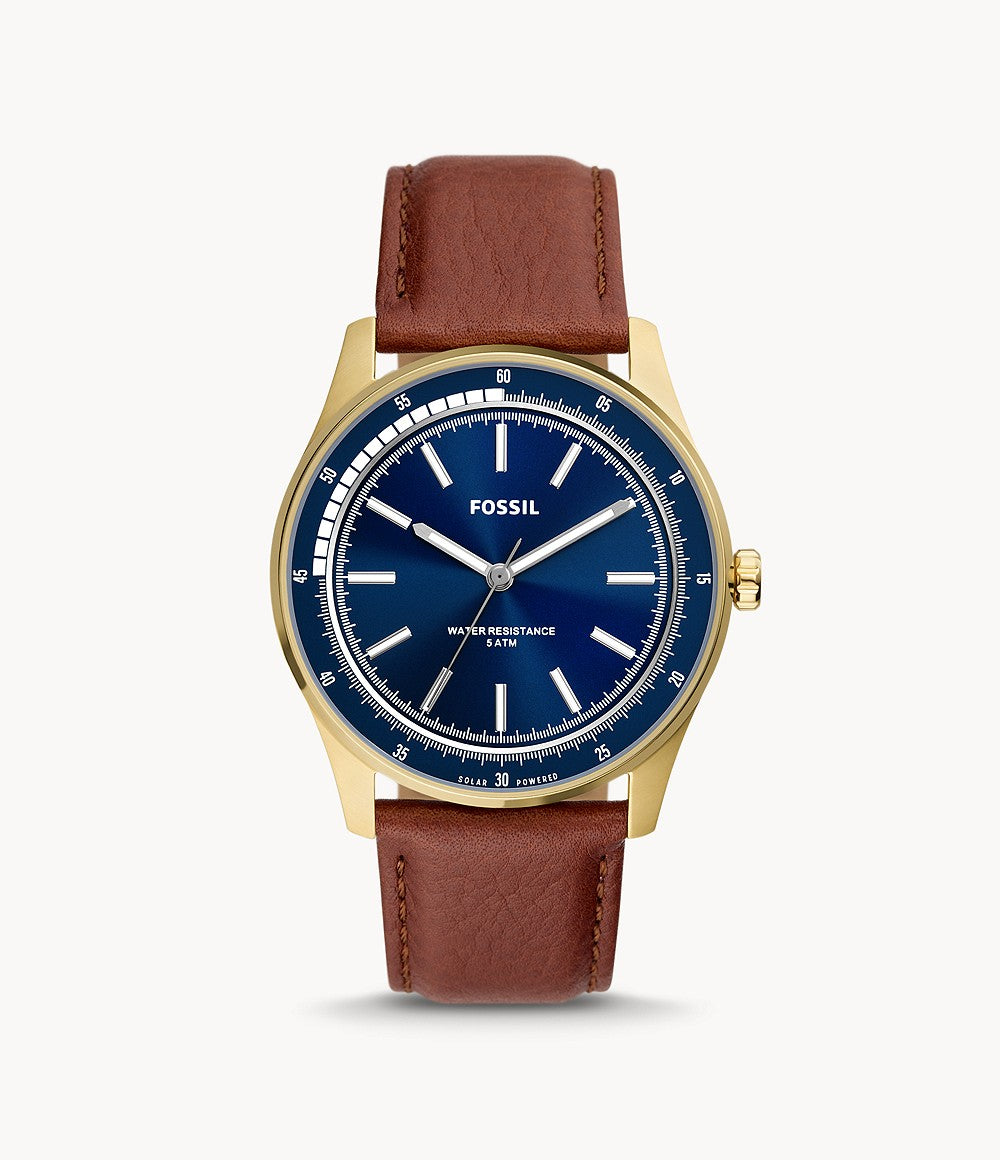 Fossil BQ2665 Sullivan Solar-Powered Brown Leather Watch Fossil BQ2665 Sullivan Solar-Powered Brown Leather Watch